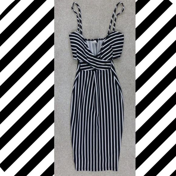 Privy Privately Privileged Black and White Striped Cut-Out Dress - Picture 12 of 12